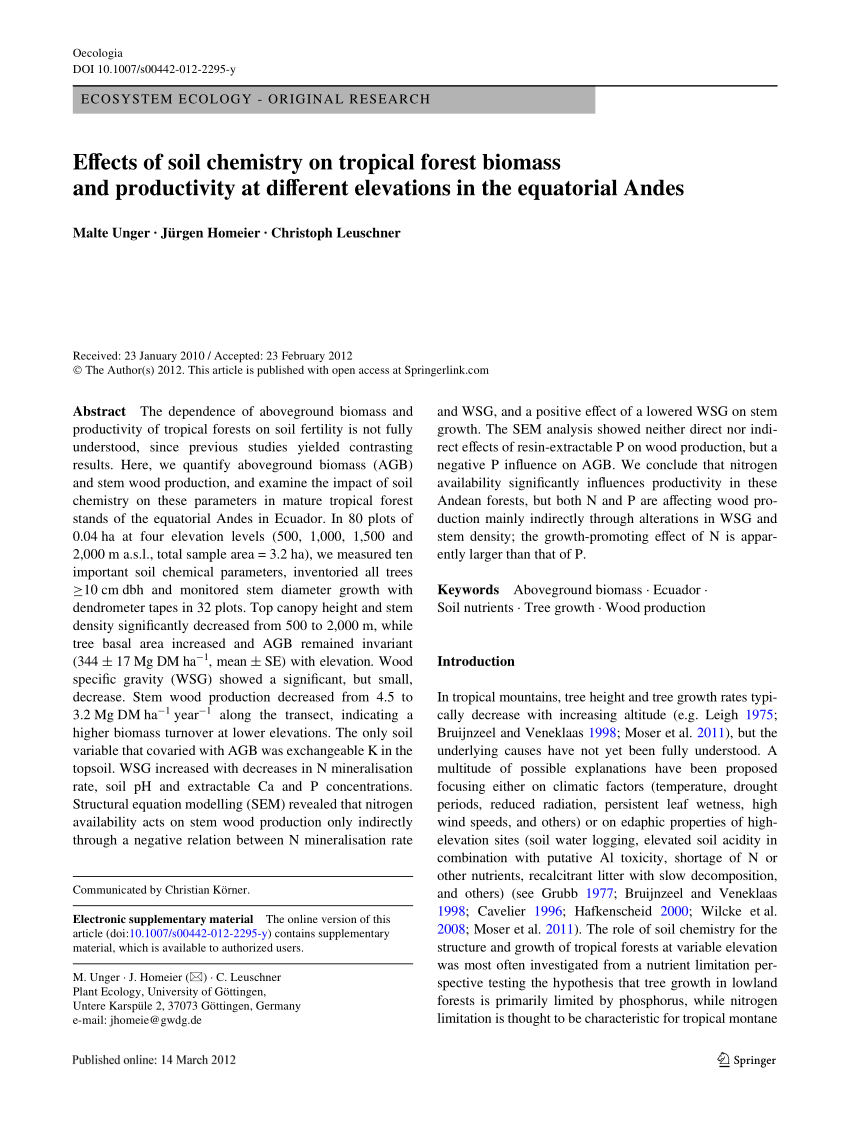 Frontiers  Wood density is related to aboveground biomass and productivity  along a successional gradient in upper Andean tropical forests