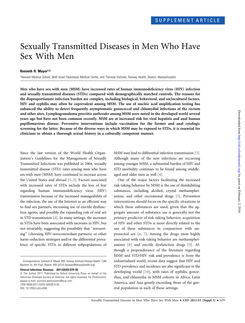 PDF) Sexually Transmitted Diseases in Men Who Have Sex With Men