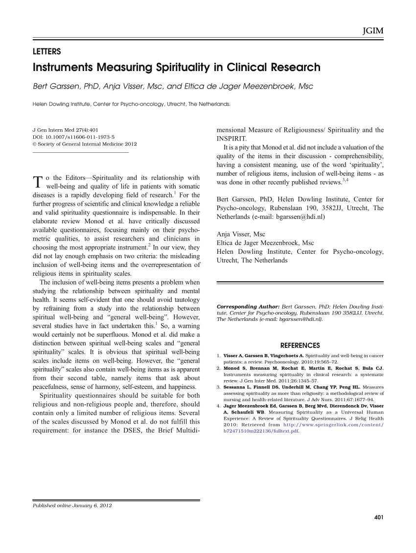 instruments measuring spirituality in clinical research a systematic review