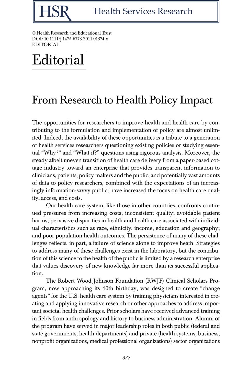 influence of research on health policy