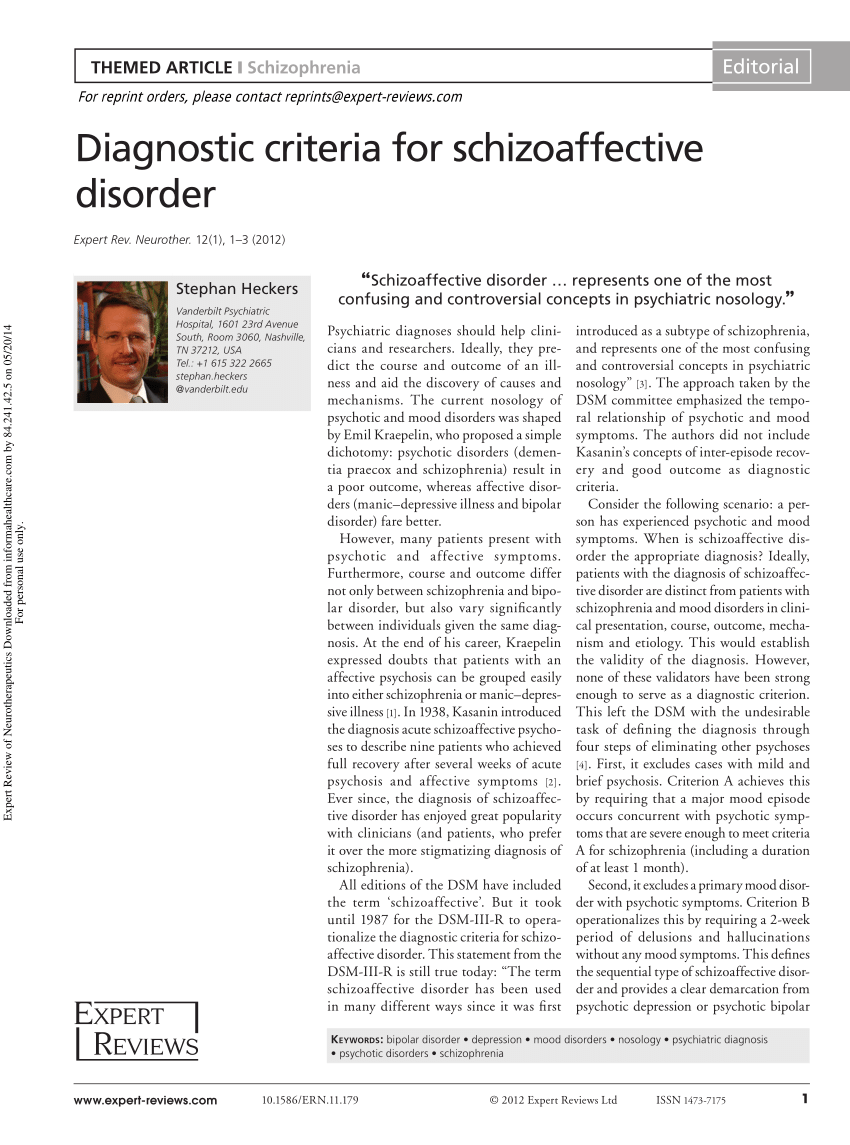 (PDF) Diagnostic criteria for schizoaffective disorder