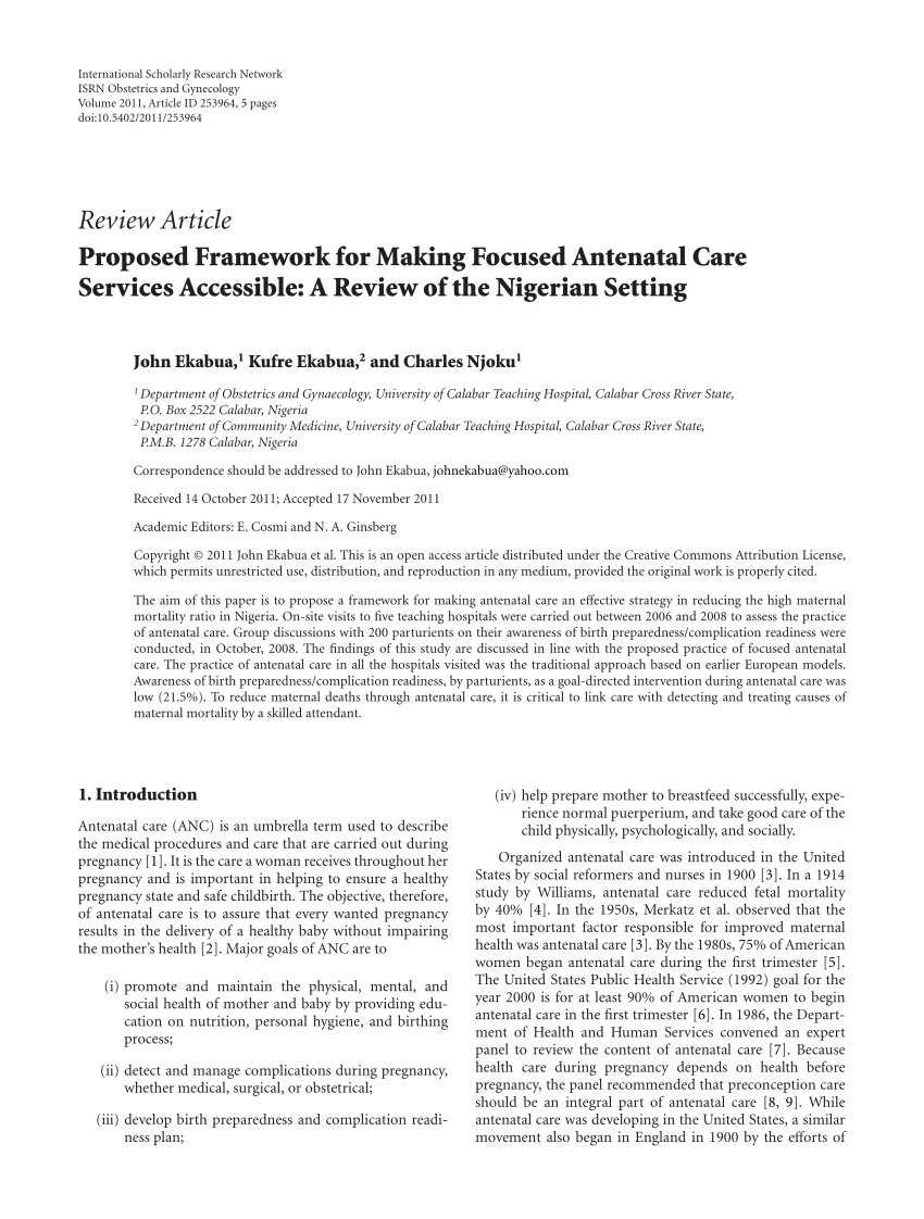 literature review on antenatal care pdf
