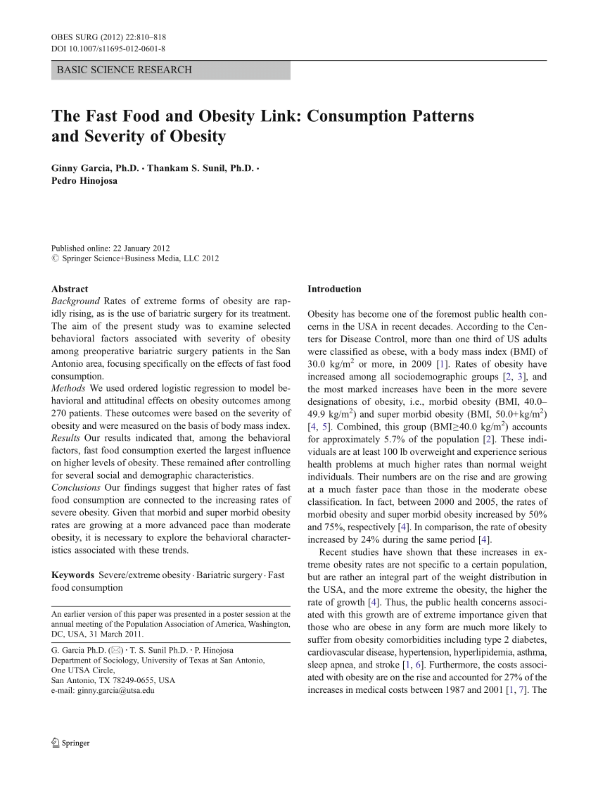 fast food leads to obesity persuasive essay
