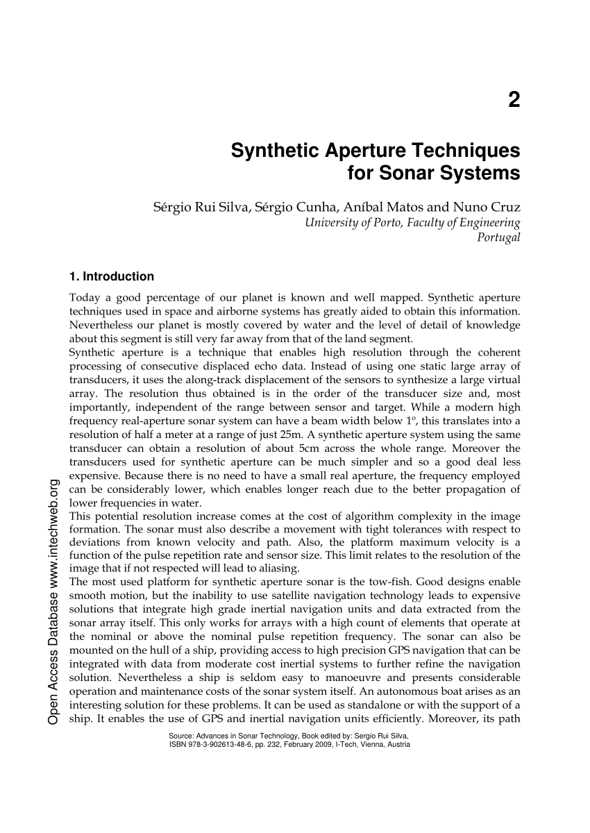 Pdf Synthetic Aperture Techniques For Sonar Systems