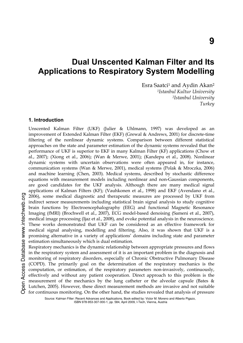 Pdf Dual Unscented Kalman Filter And Its Applications To Respiratory System Modelling