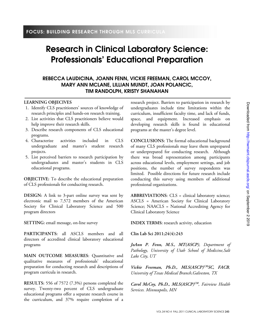 research topics related to medical laboratory science