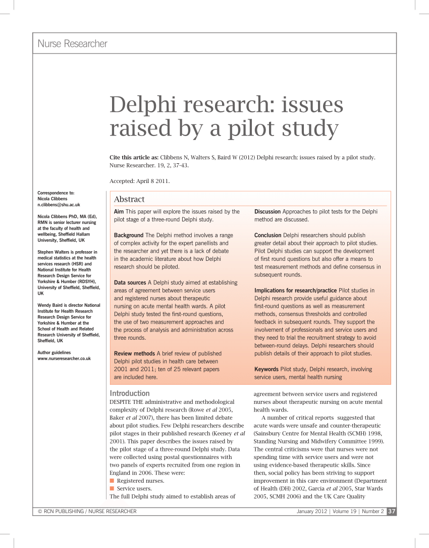article research pilot study