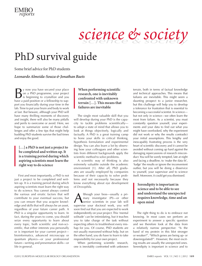 (PDF) PhD survival guide Some brief advice for PhD students