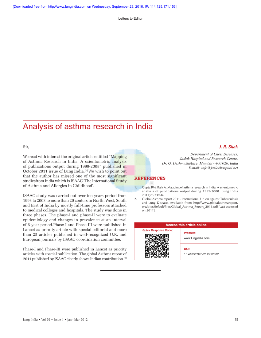 case study on asthma in india