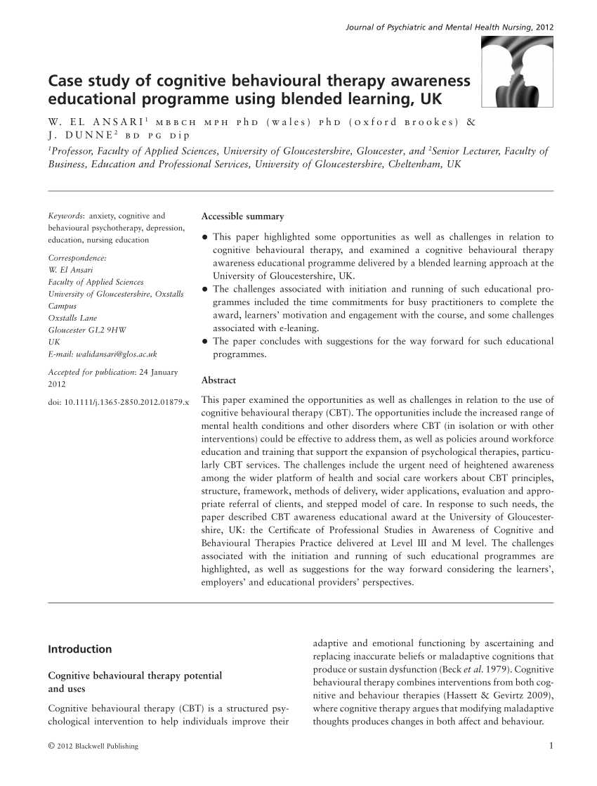 cognitive behavioral therapy case study pdf