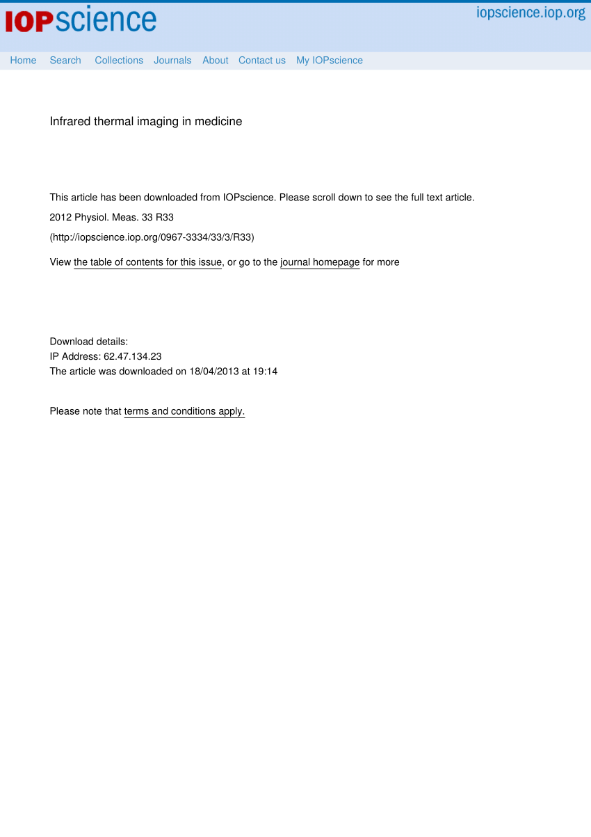 Pdf Infrared Thermal Imaging In Medicine