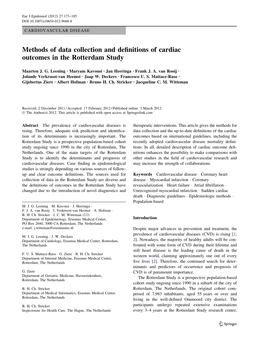 PDF) Methods of data collection and definitions of cardiac