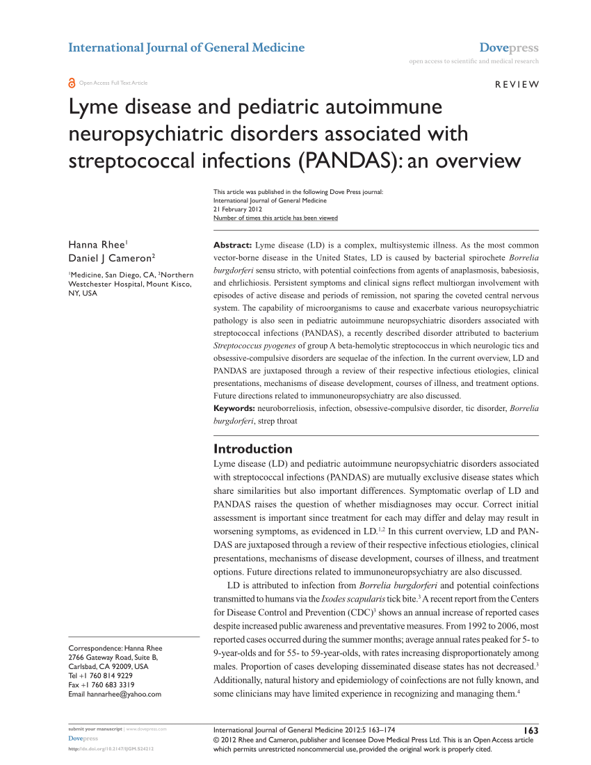 (PDF) Lyme disease and pediatric autoimmune ...