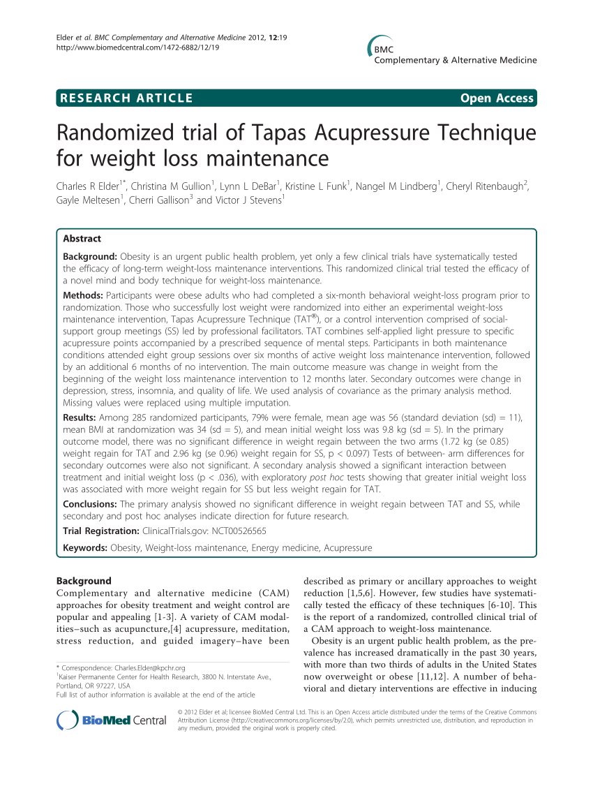 PDF) Randomized trial of Tapas Acupressure Technique for weight ...