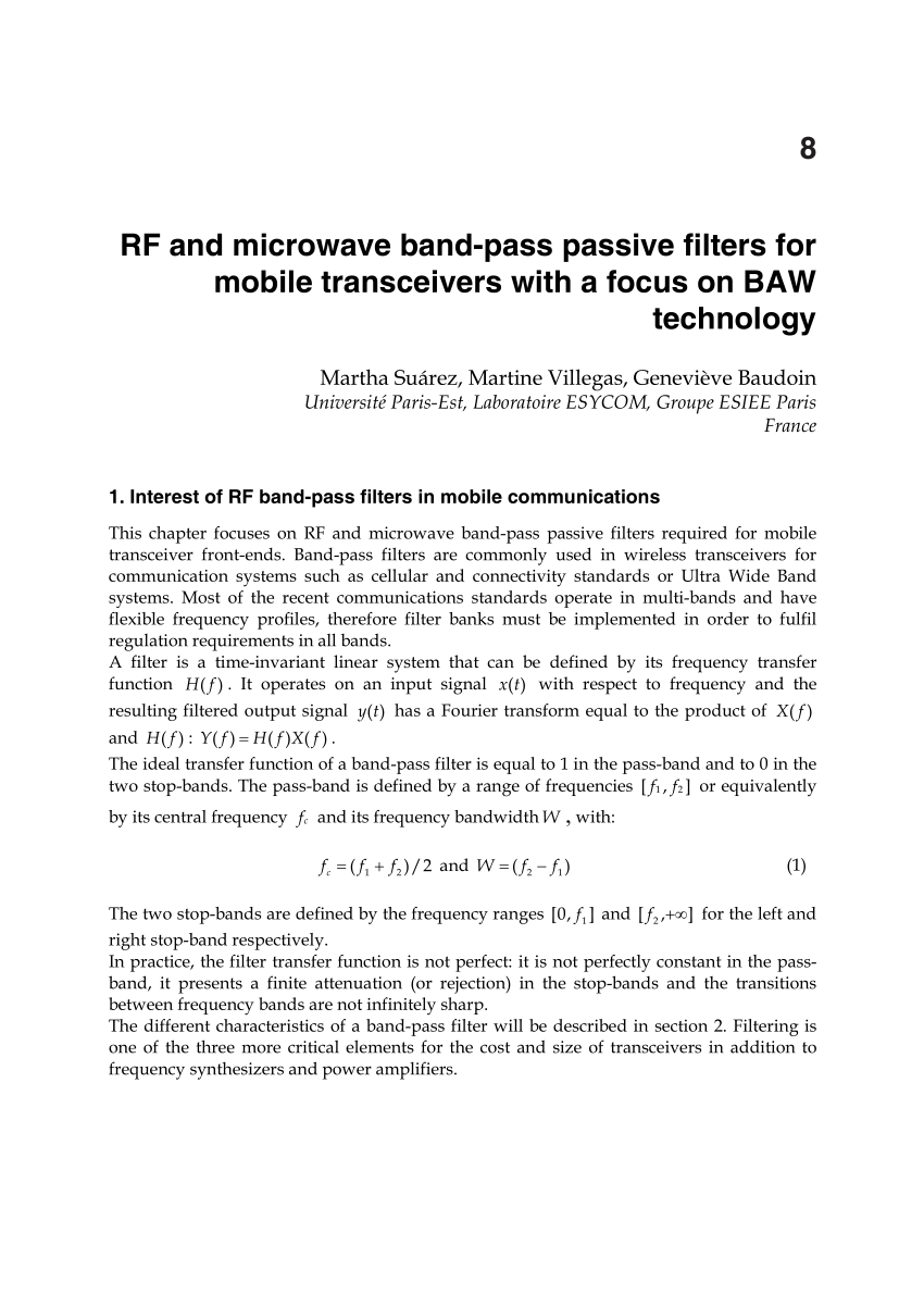 data RF IF microwave bandpass filter 1.407 GHz 765 MHz data power 1 Watt CW 