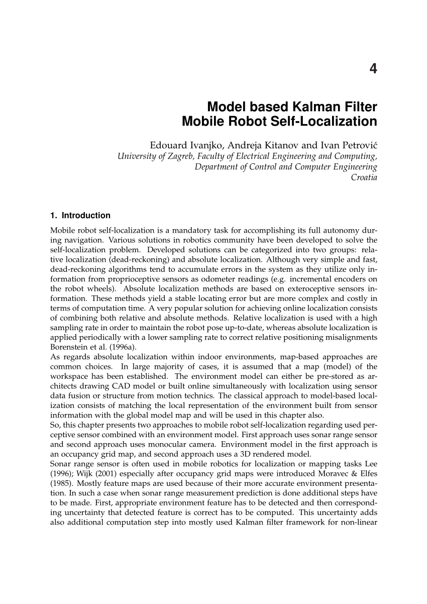 Pdf Model Based Kalman Filter Mobile Robot Self Localization