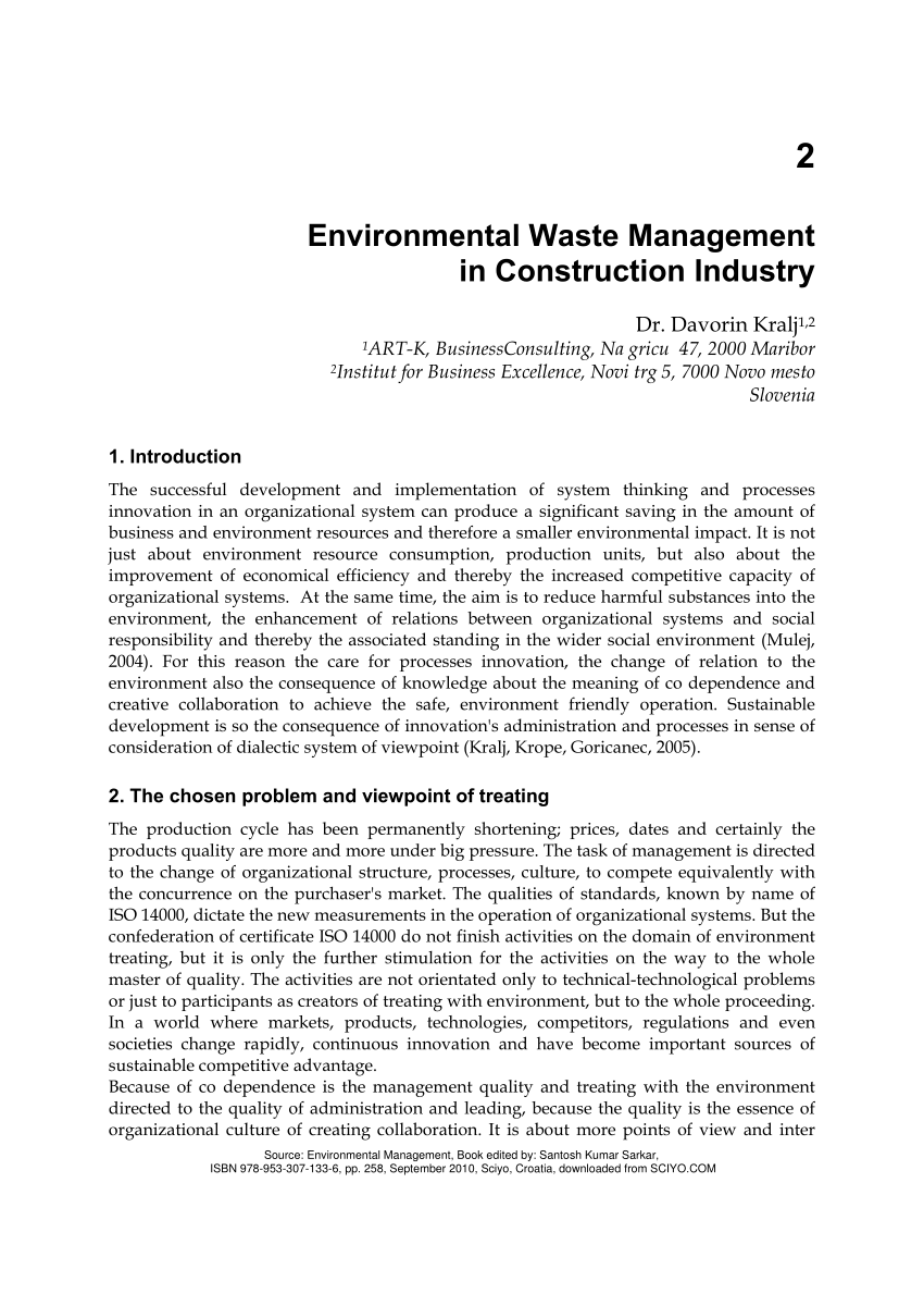 waste management in construction thesis