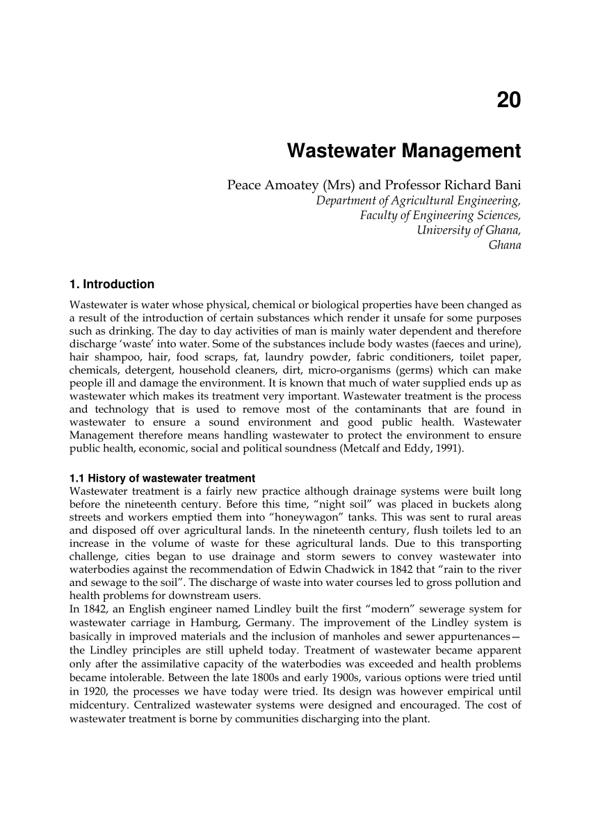 research paper on domestic wastewater treatment
