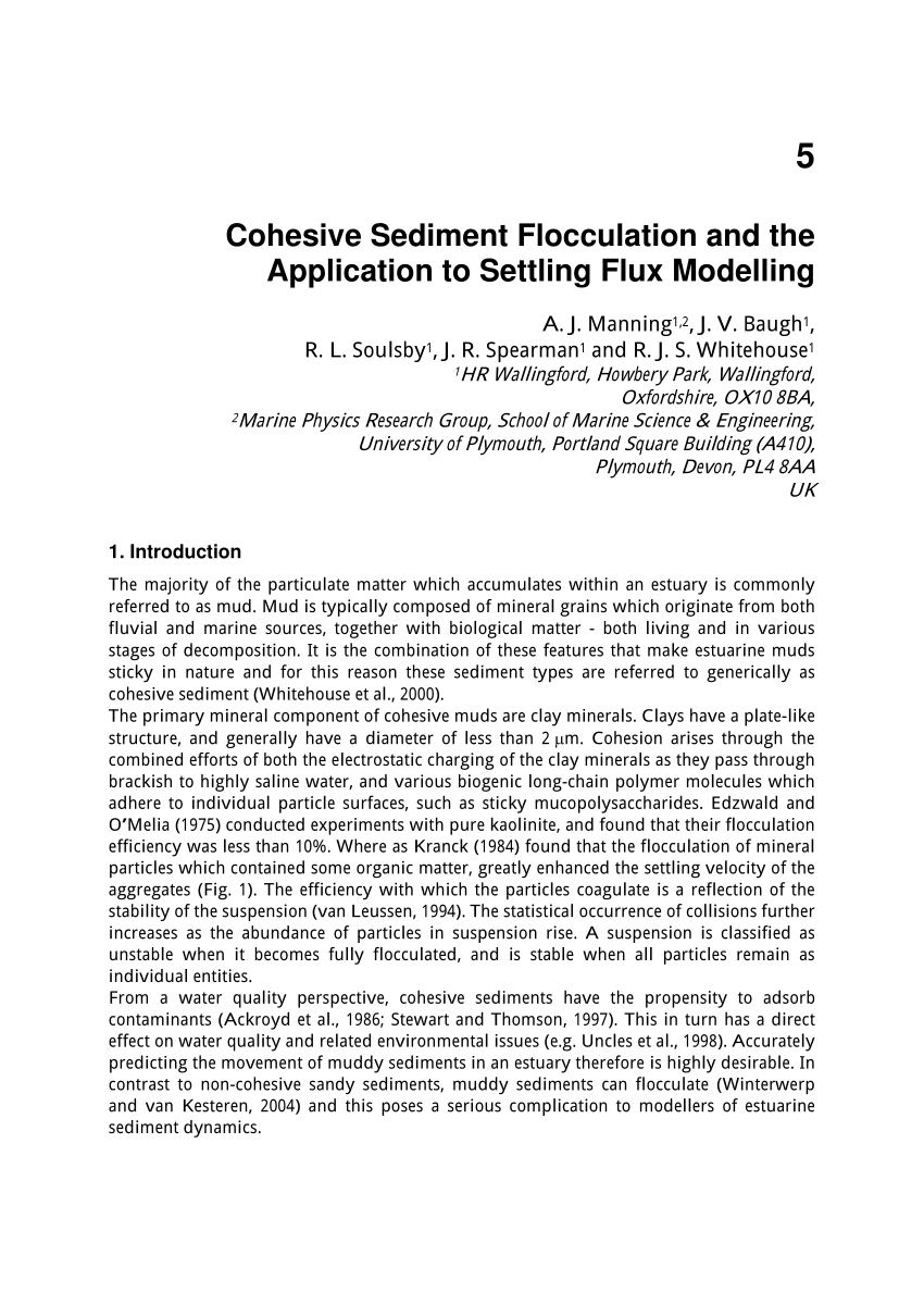 PDF) Cohesive Sediment Flocculation and the Application to ...