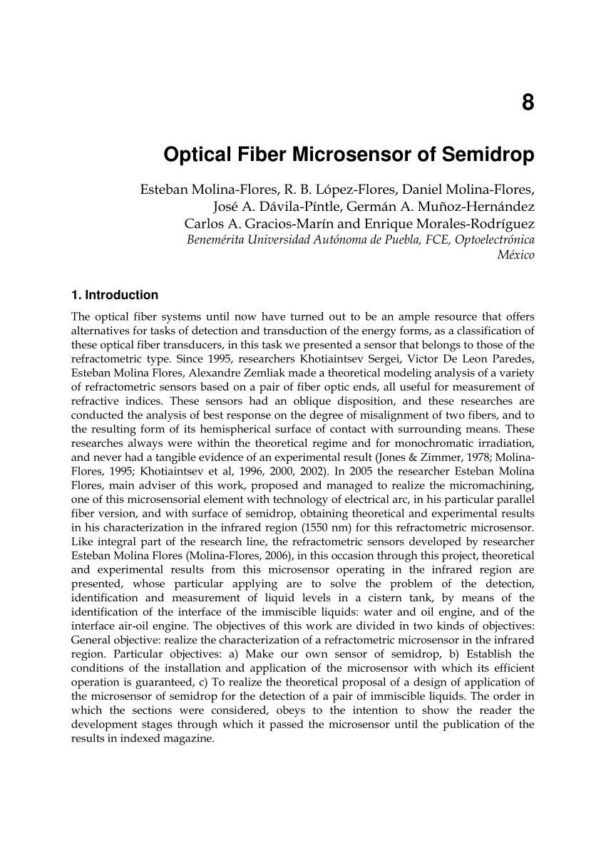 PDF) Optical Fiber Microsensor of Semidrop