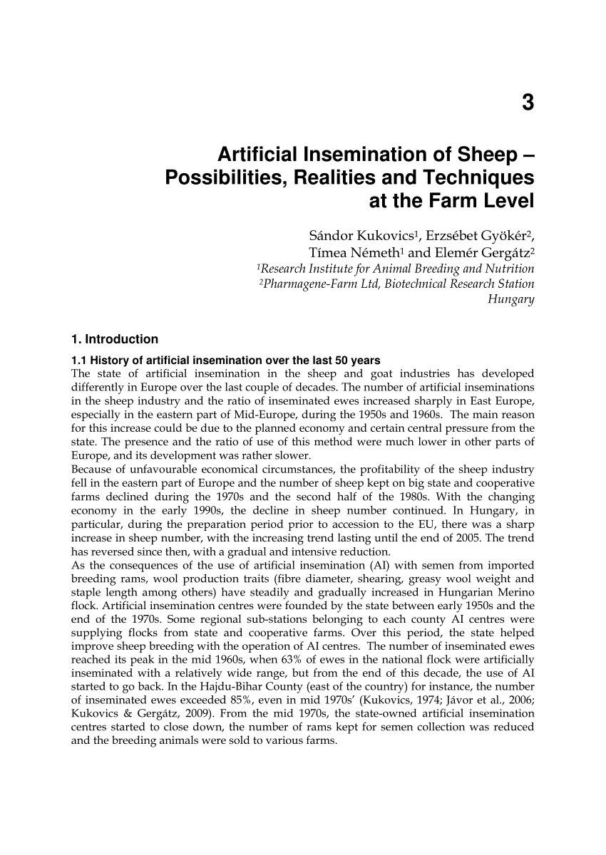 PDF) Artificial Insemination of Sheep - Possibilities, Realities and  Techniques at the Farm Level