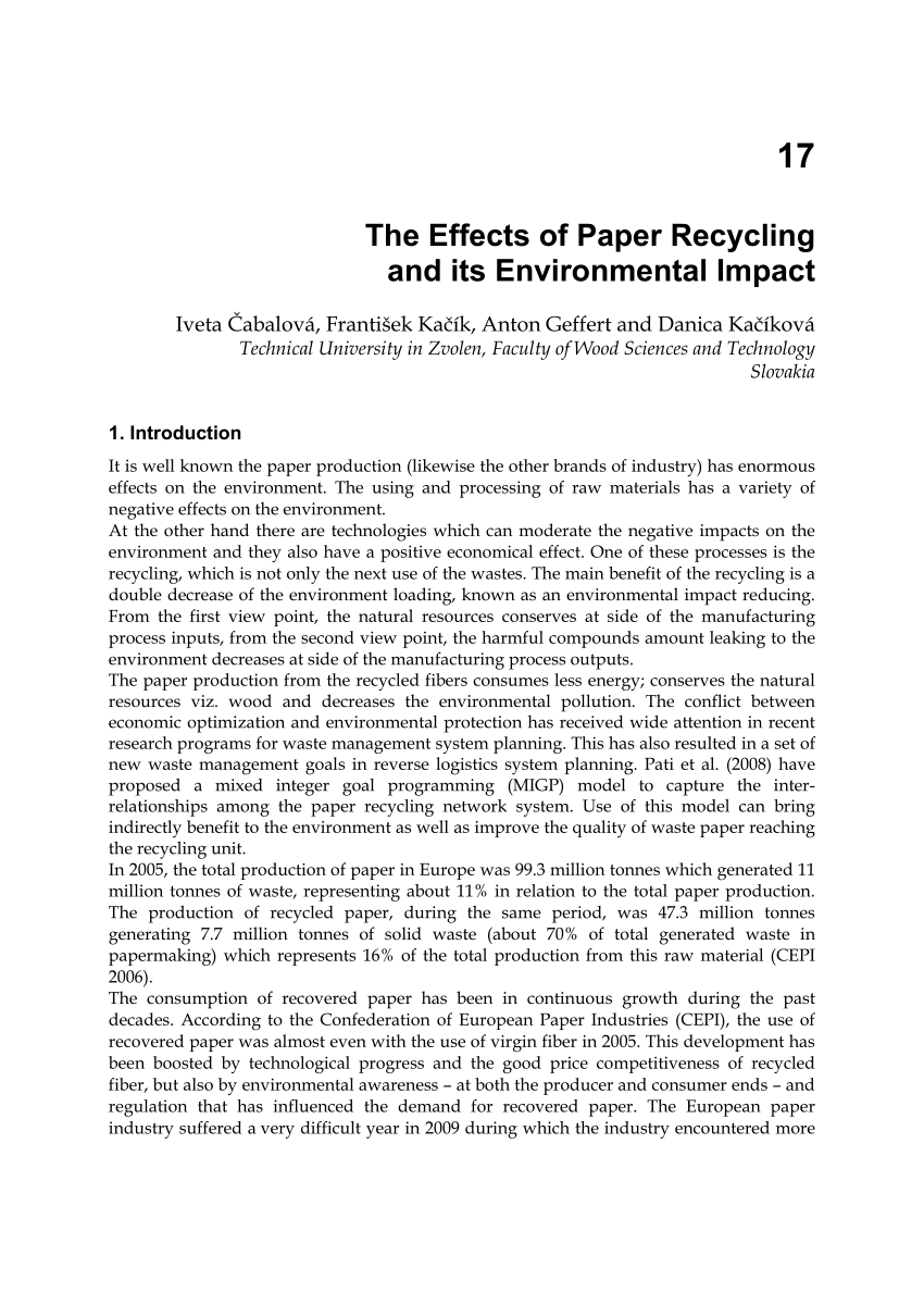 a research paper recycling