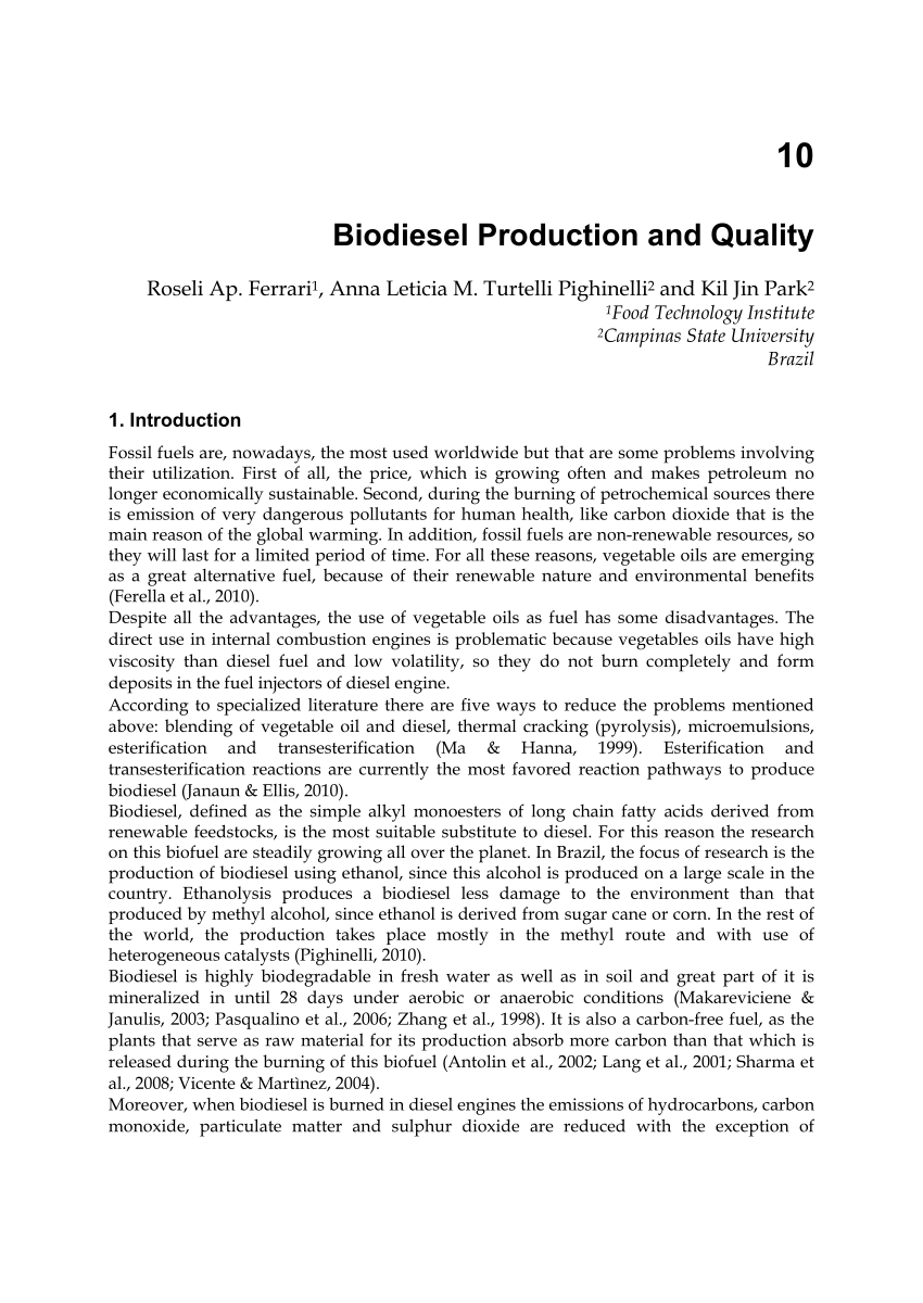 literature review of biodiesel pdf