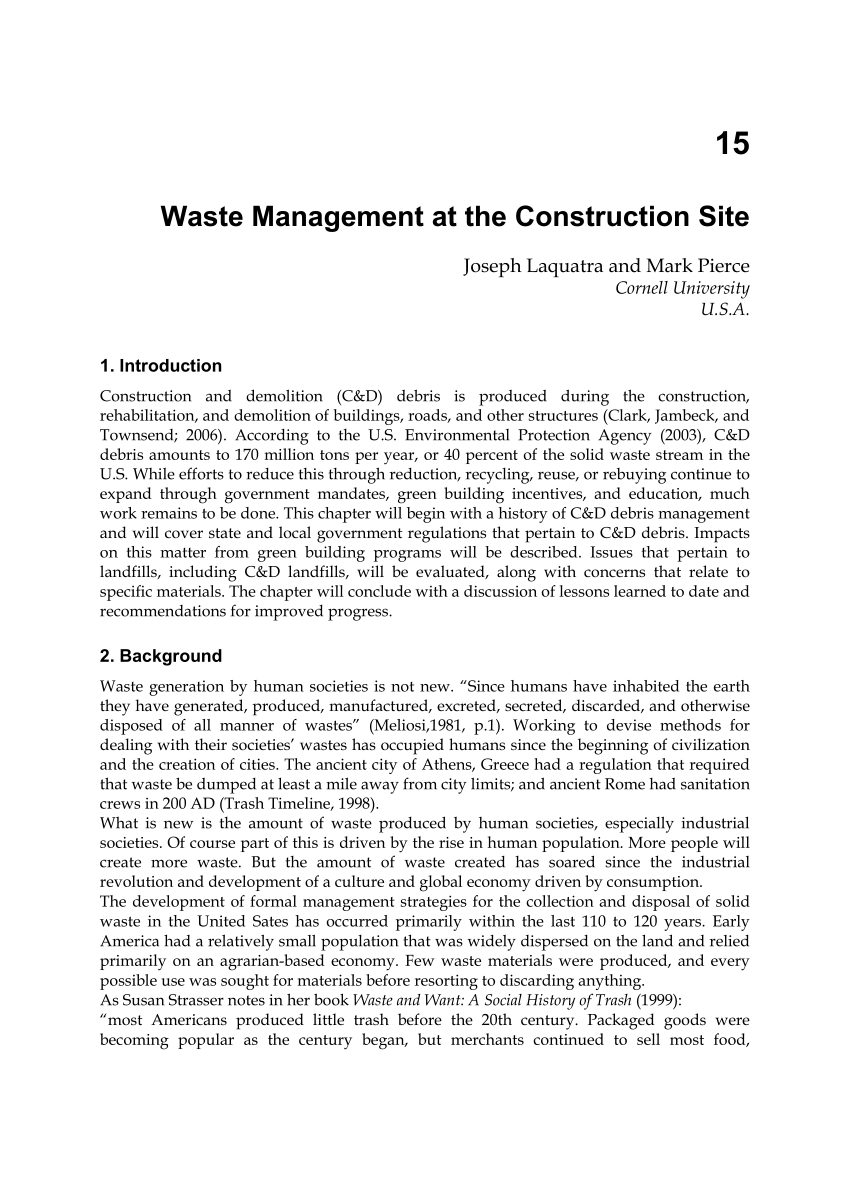 waste management in construction thesis