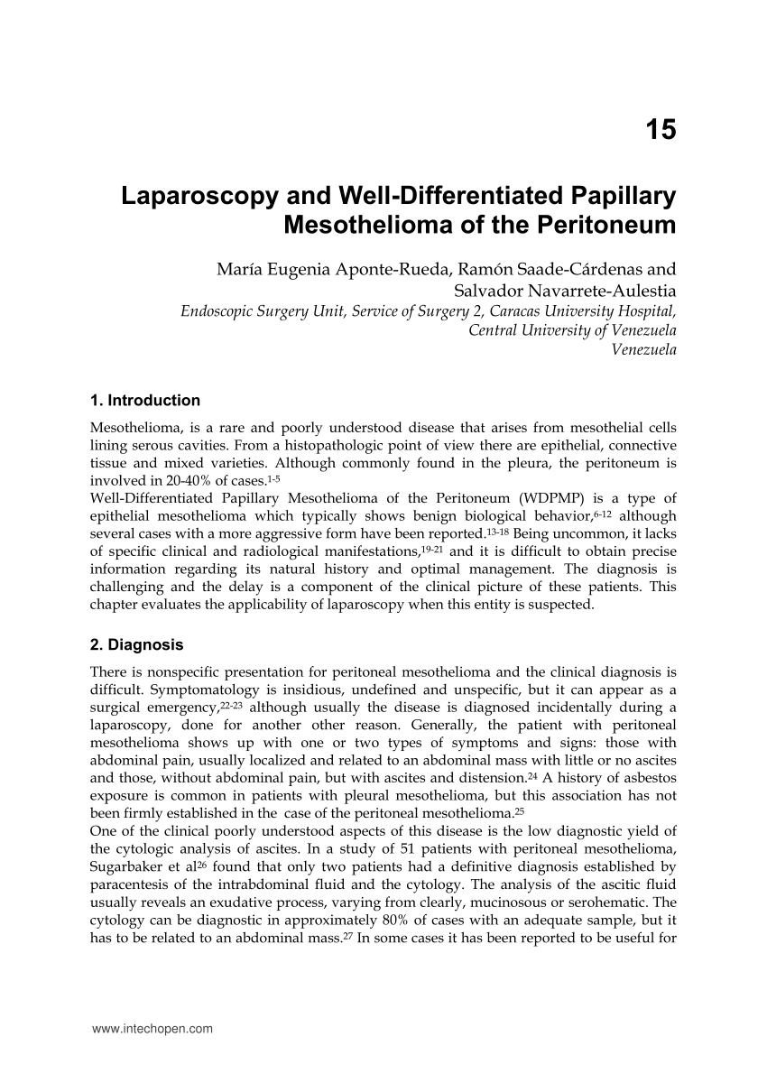 Pdf Laparoscopy And Well Differentiated Papillary Mesothelioma Of The Peritoneum