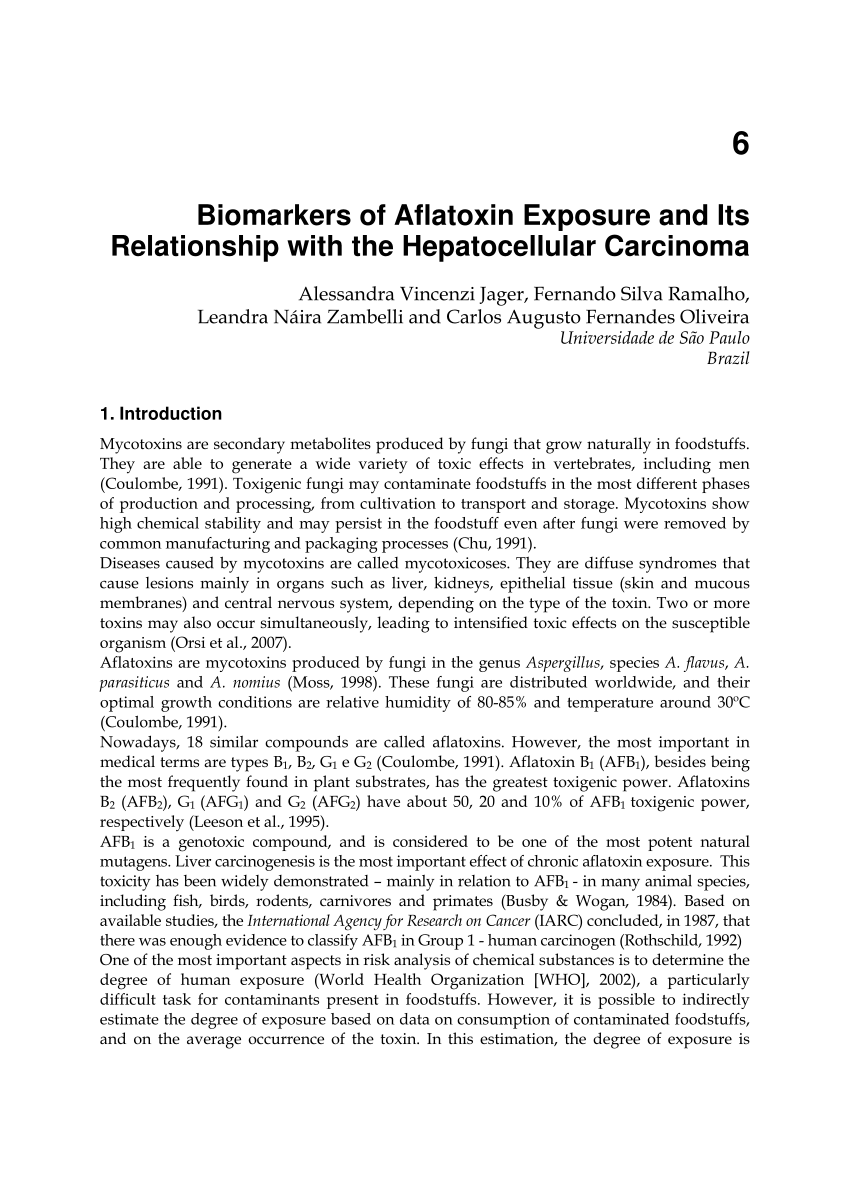 PDF Biomarkers of Aflatoxin Exposure and Its Relationship with  