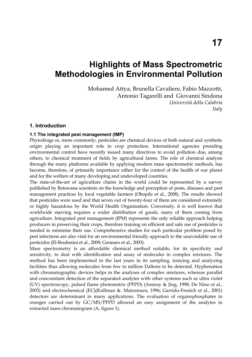 Pdf Highlights Of Mass Spectrometric Methodologies In Environmental Pollution