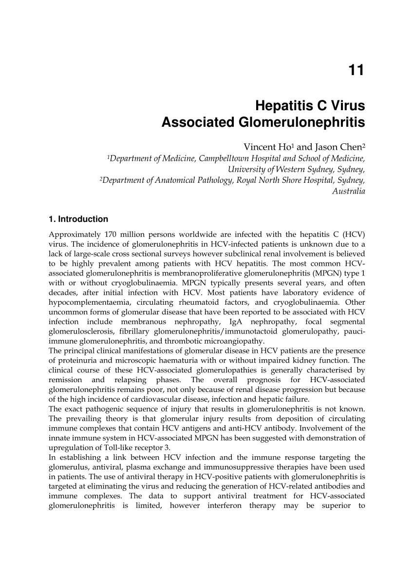Pdf Hepatitis C Virus Associated Glomerulonephritis