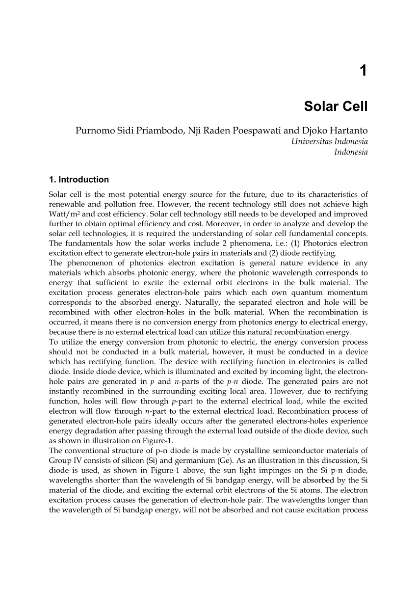 literature review of solar cell