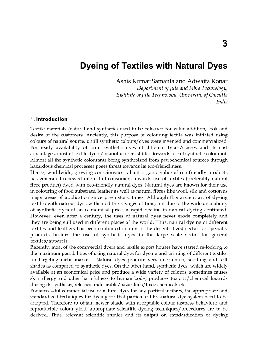 PDF Dyeing of Textiles with Natural Dyes