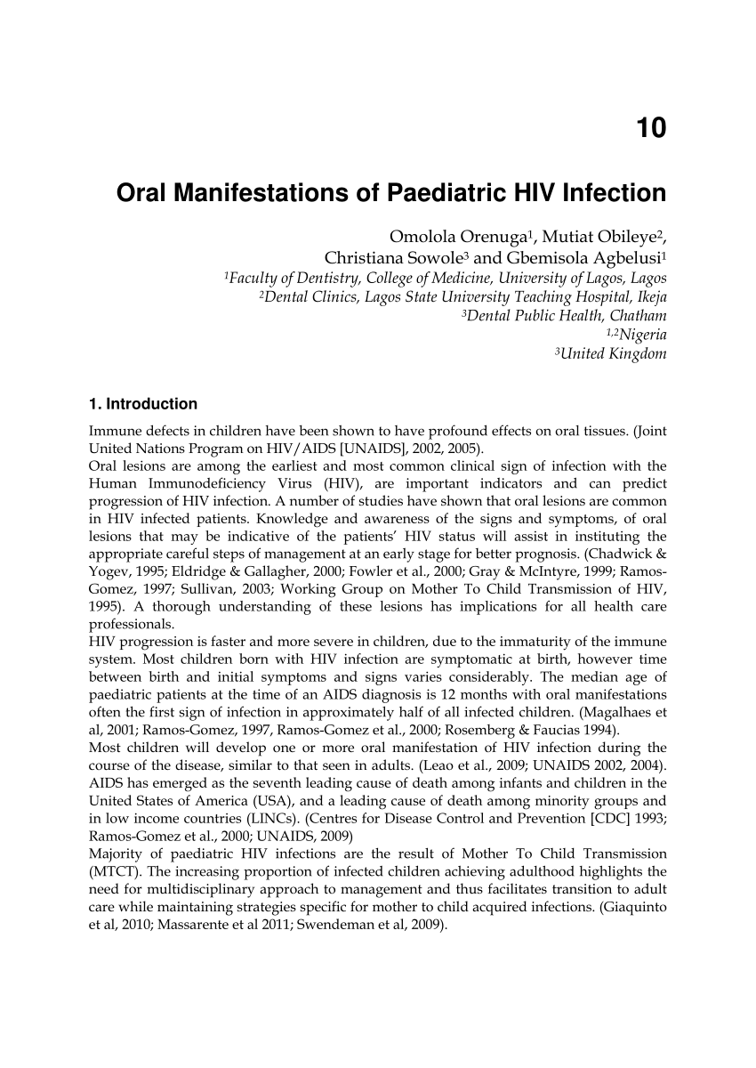 PDF) Oral Manifestations of Paediatric HIV Infection