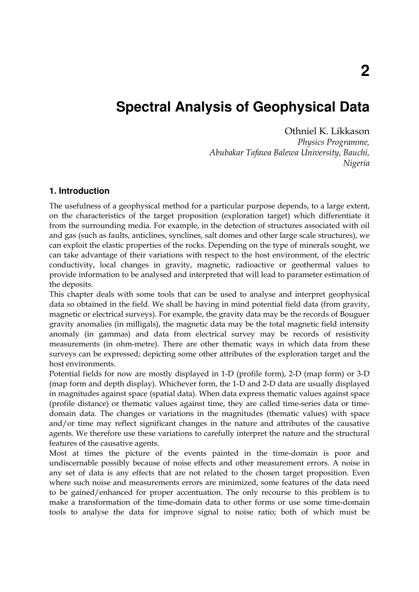 PDF) Spectral Analysis of Geophysical Data