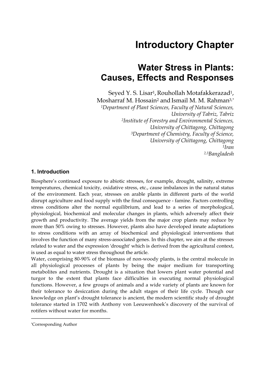 research articles on water stress