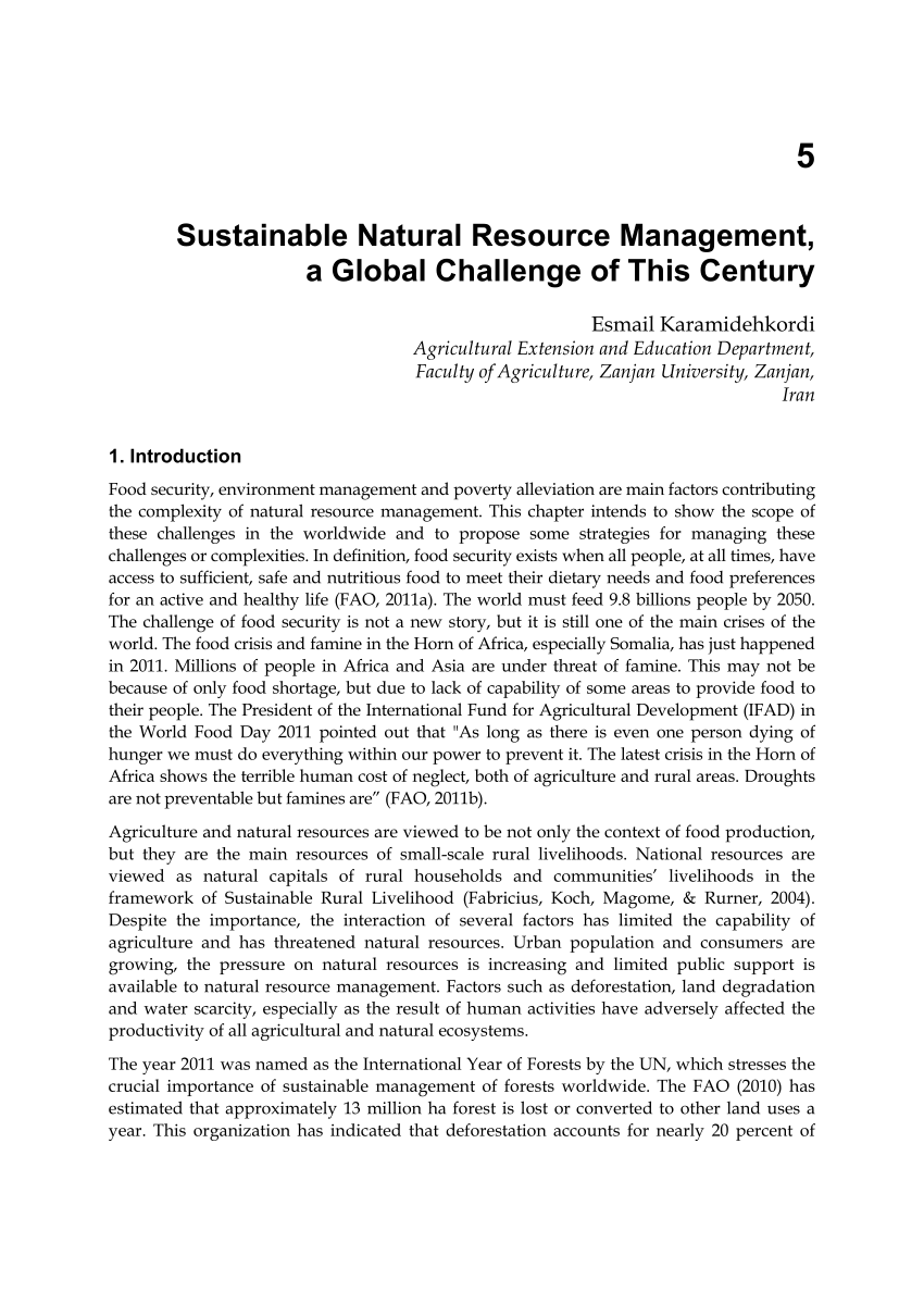 case study on sustainable management of natural resources