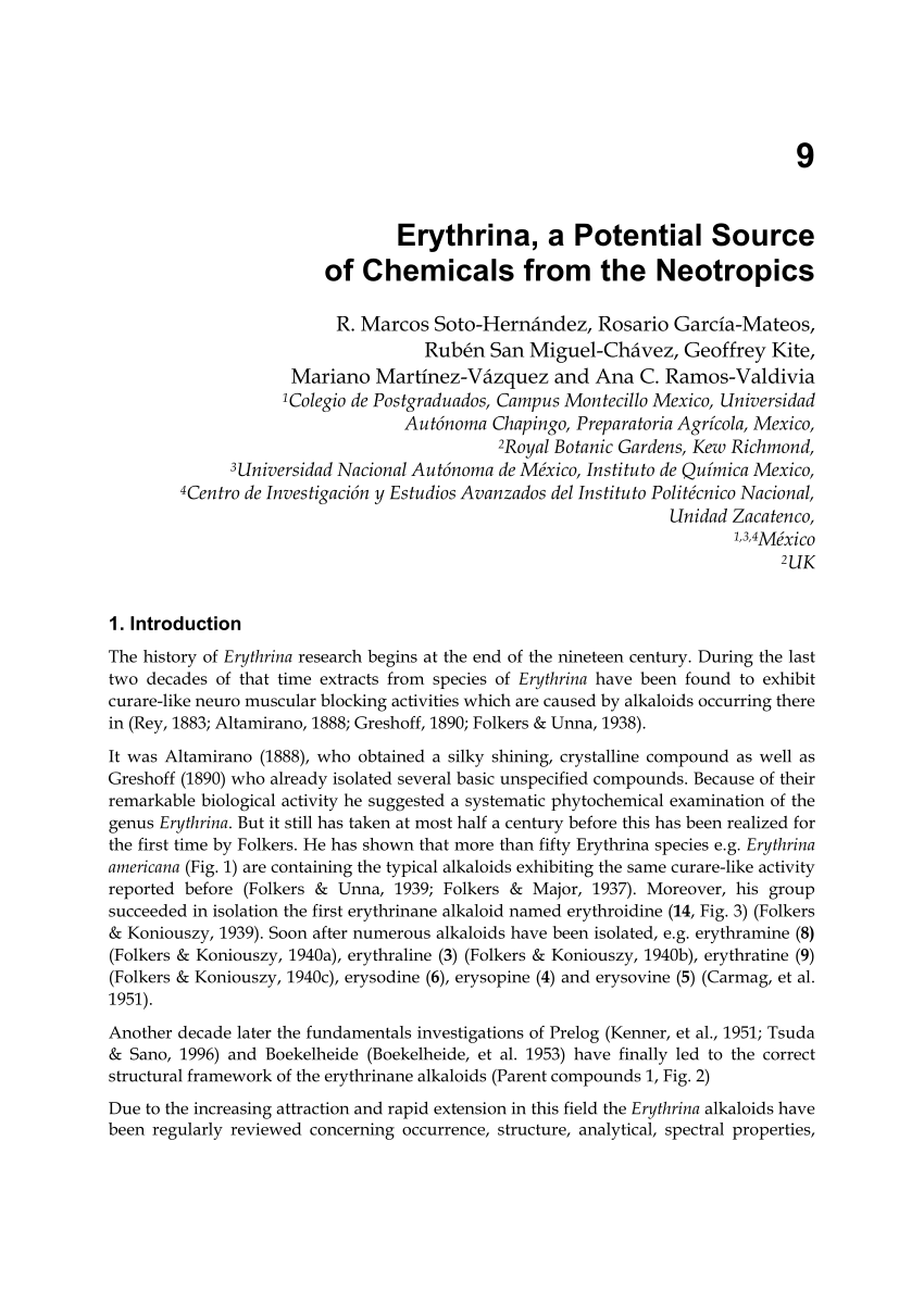 Pdf Erythrina A Potential Source Of Chemicals From The Neotropics