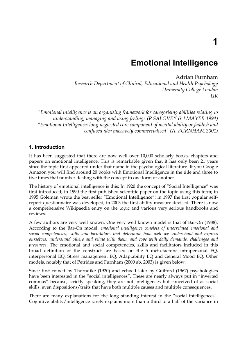 Essay on Emotional intelligence