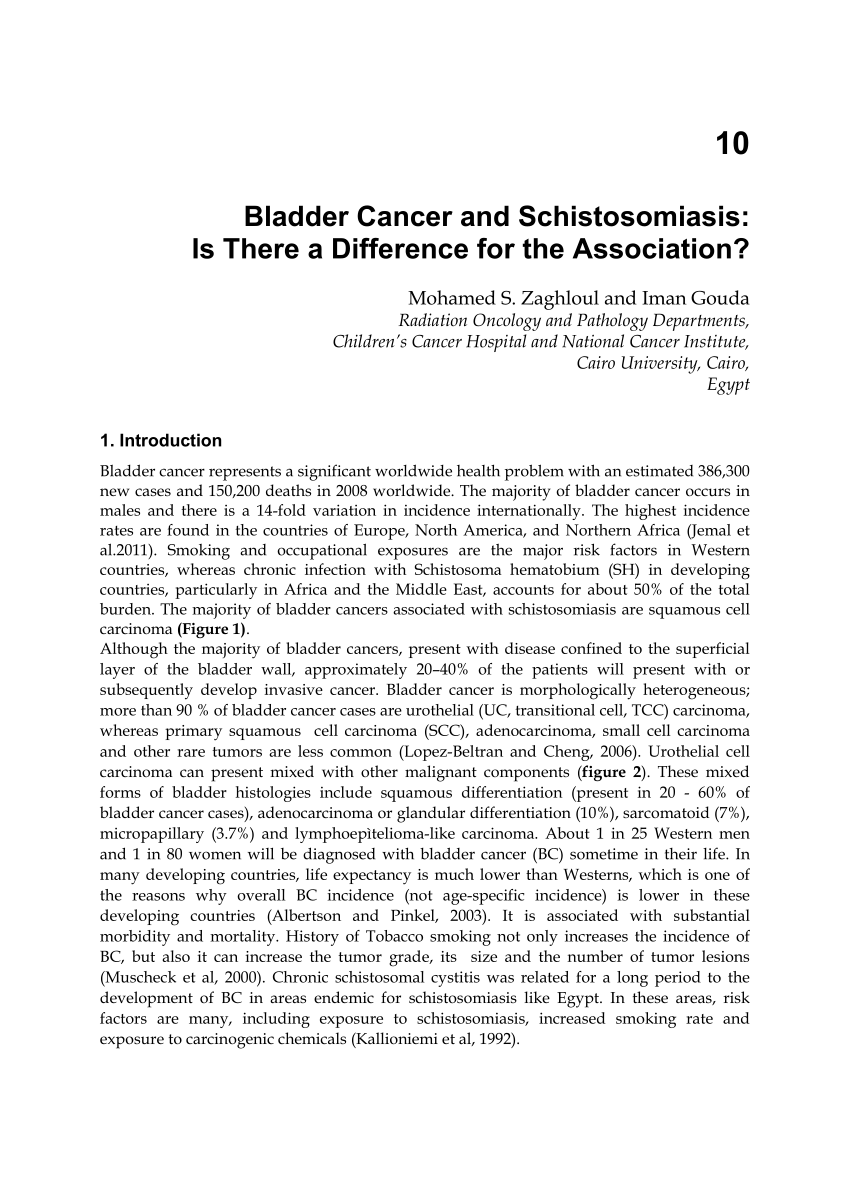 Schistosomiasis and bladder cancer