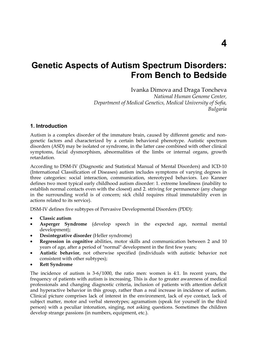 PDF Genetic Aspects Of Autism Spectrum Disorders From Bench To Bedside