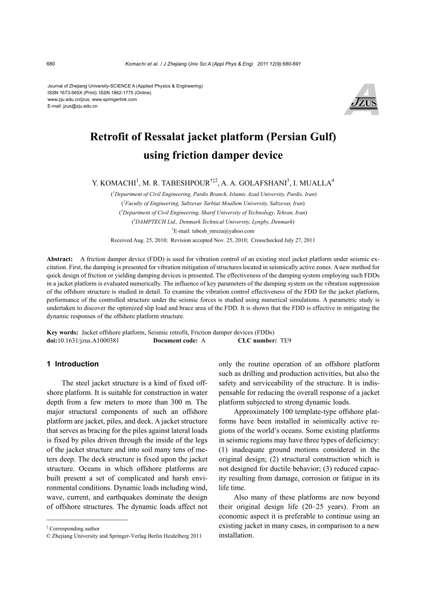 PDF) Assessment and Rehabilitation of Jacket Platforms