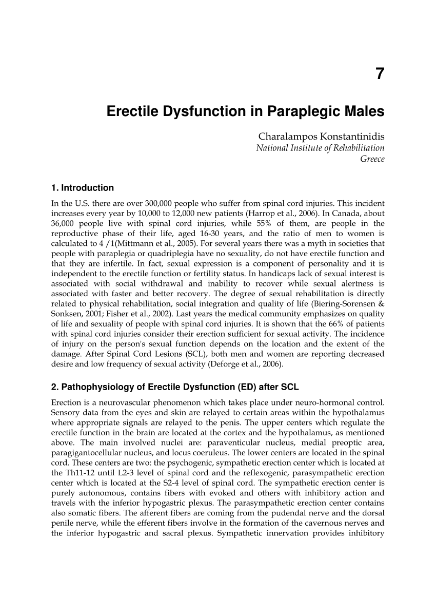 PDF Erectile Dysfunction in Paraplegic Males