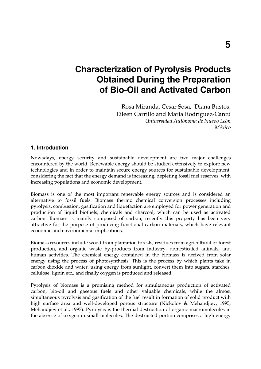 Pdf Characterization Of Pyrolysis Products Obtained During The Preparation Of Bio Oil And Activated Carbon