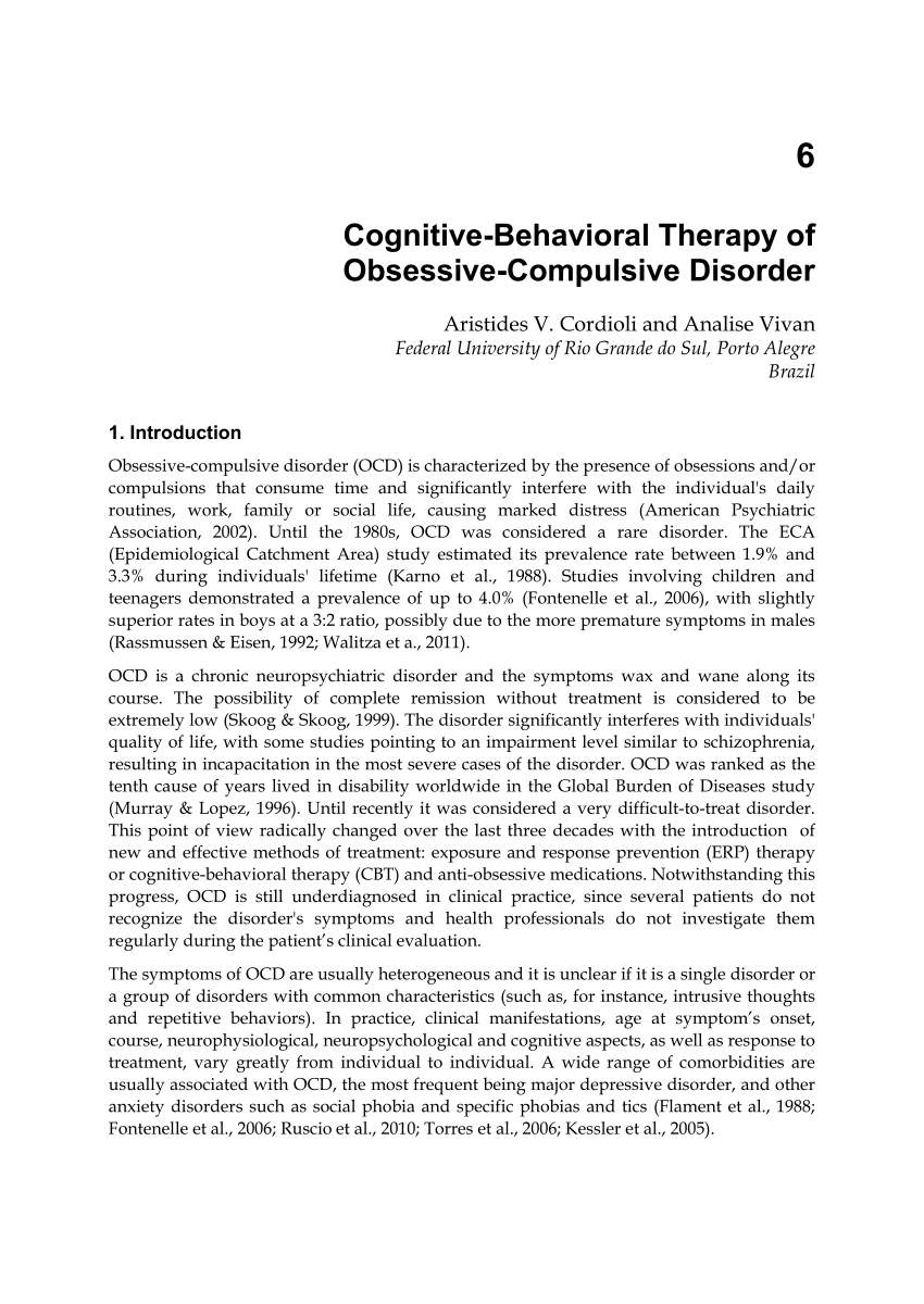 PDF) Cognitive-Behavioral Therapy of Obsessive-Compulsive Disorder