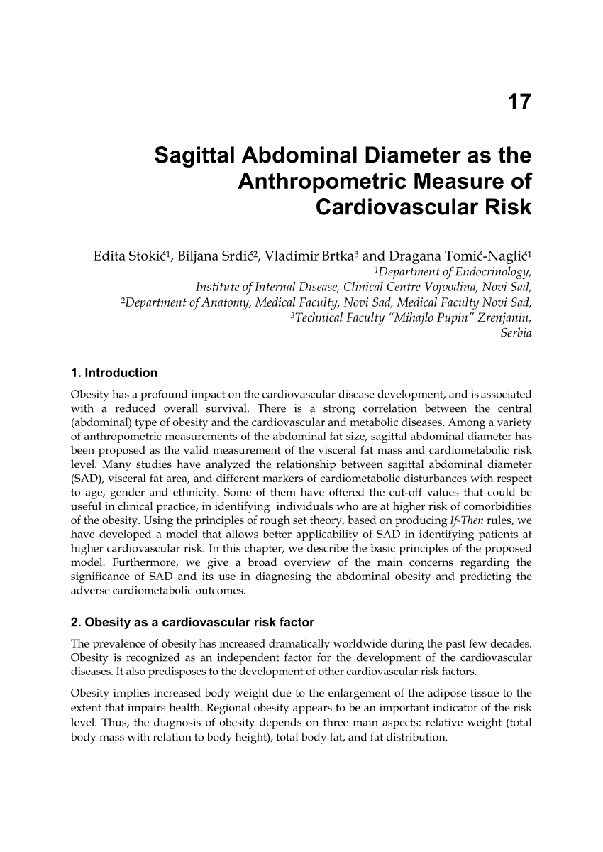Sagittal Abdominal Diameter Chart