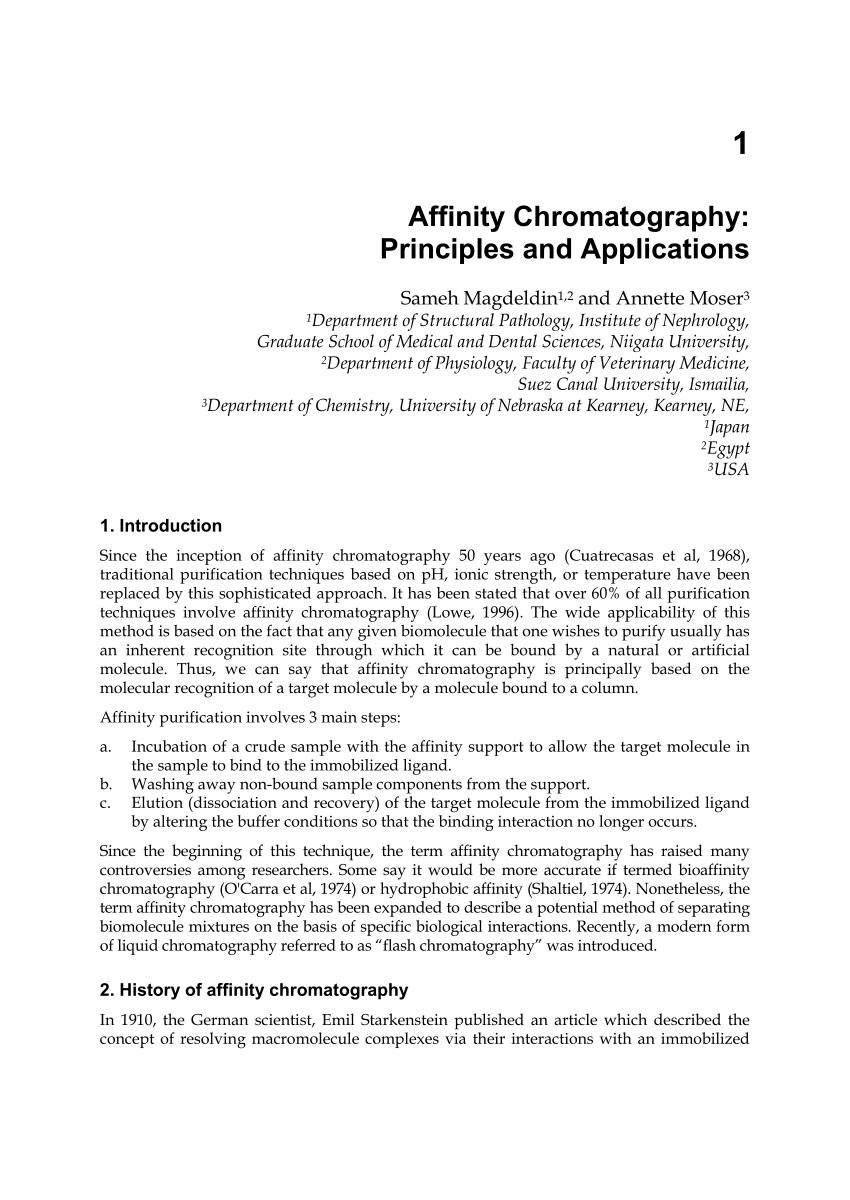 research article on affinity chromatography