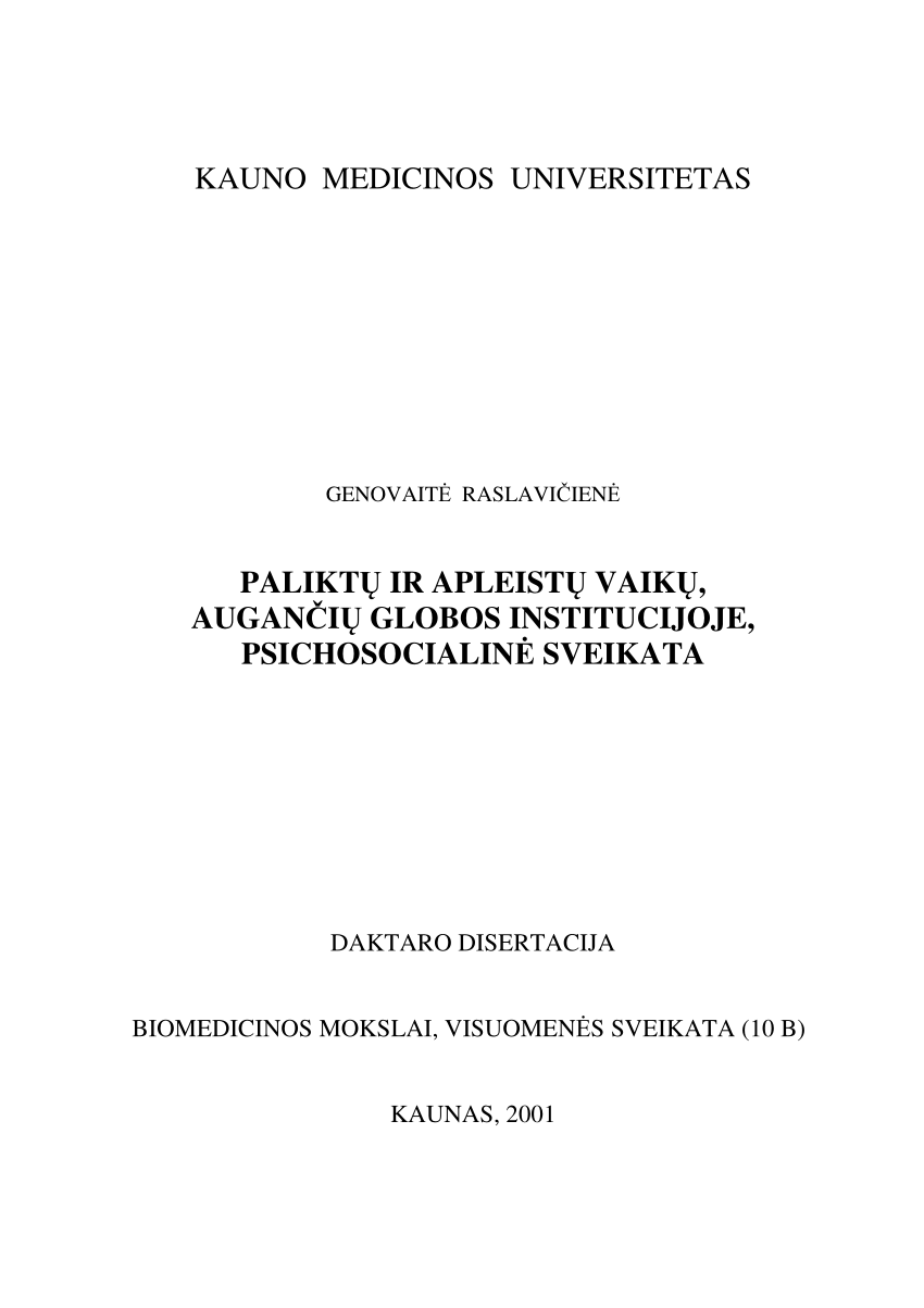 Pdf Paliktu Ir Apleistu Vaiku Auganciu Globos Institucijoje Psichosocialine Sveikata