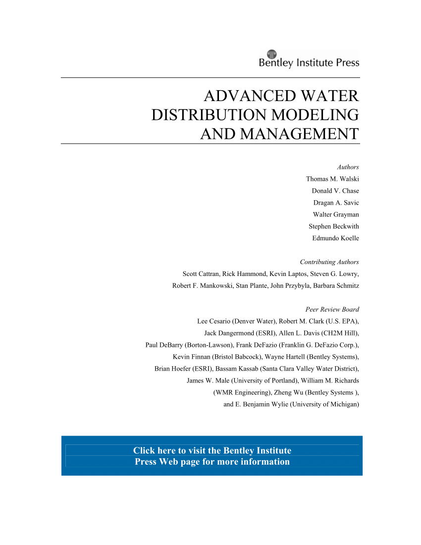 Pdf Advanced Water Distribution Modeling And Management